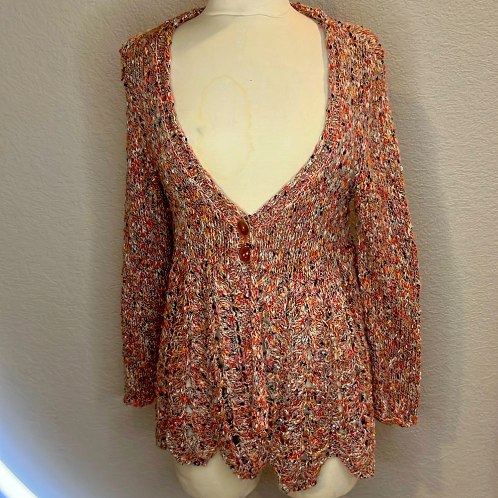 Free people knit cardigan. Multi color fall womens size Small